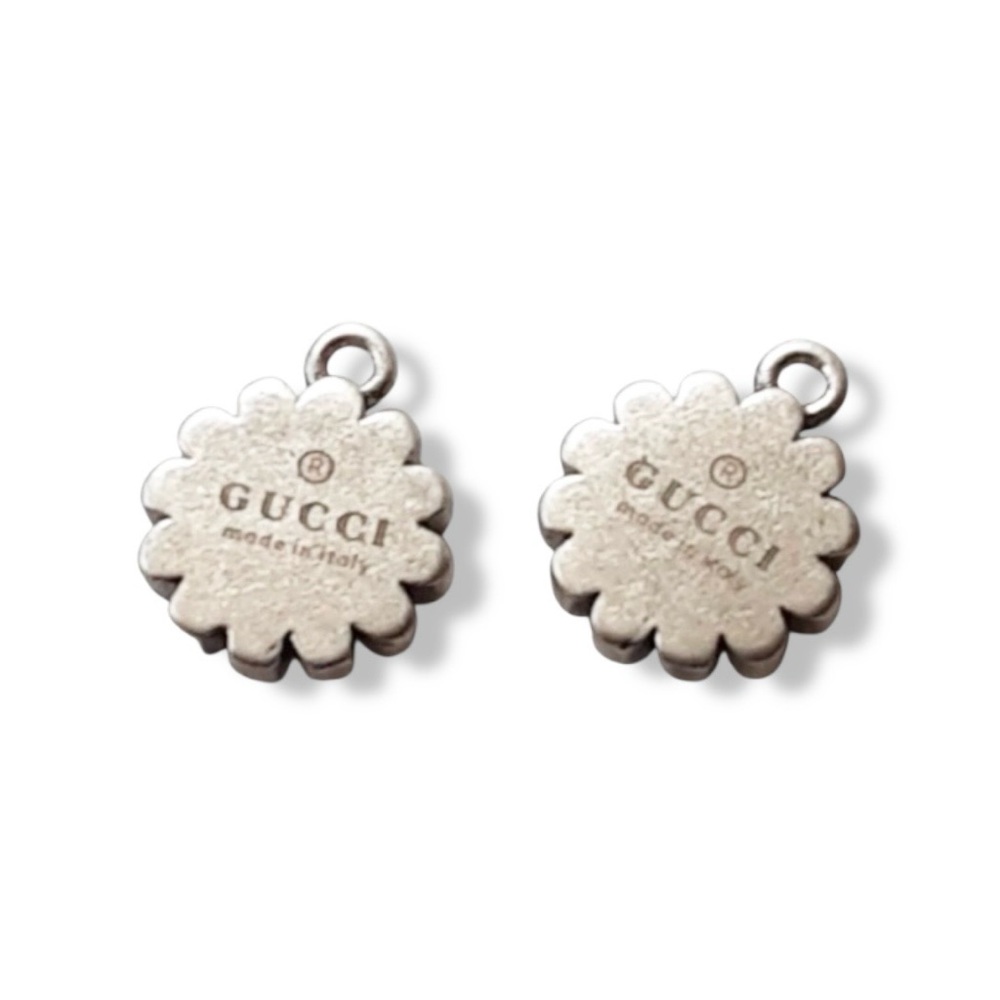 💕VINTAGE GUCCI 2-Piece Interlocking Gs + Blue Daisy Charms Silver-Tone Hardware - Picture 6 of 11